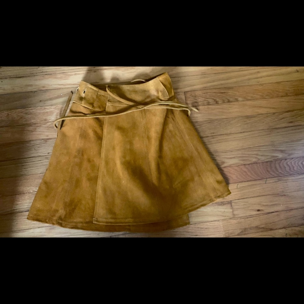 Vintage 70s Sun Valley Suede Wrap Mini Skirt